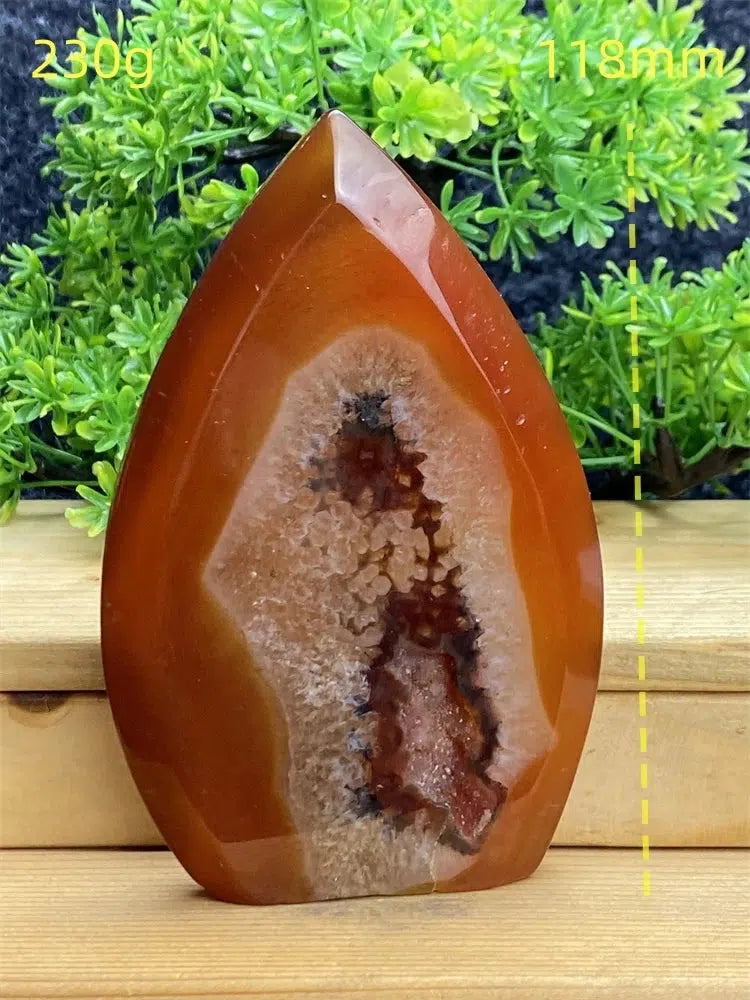 Red Agate Druzy Flame Freeform