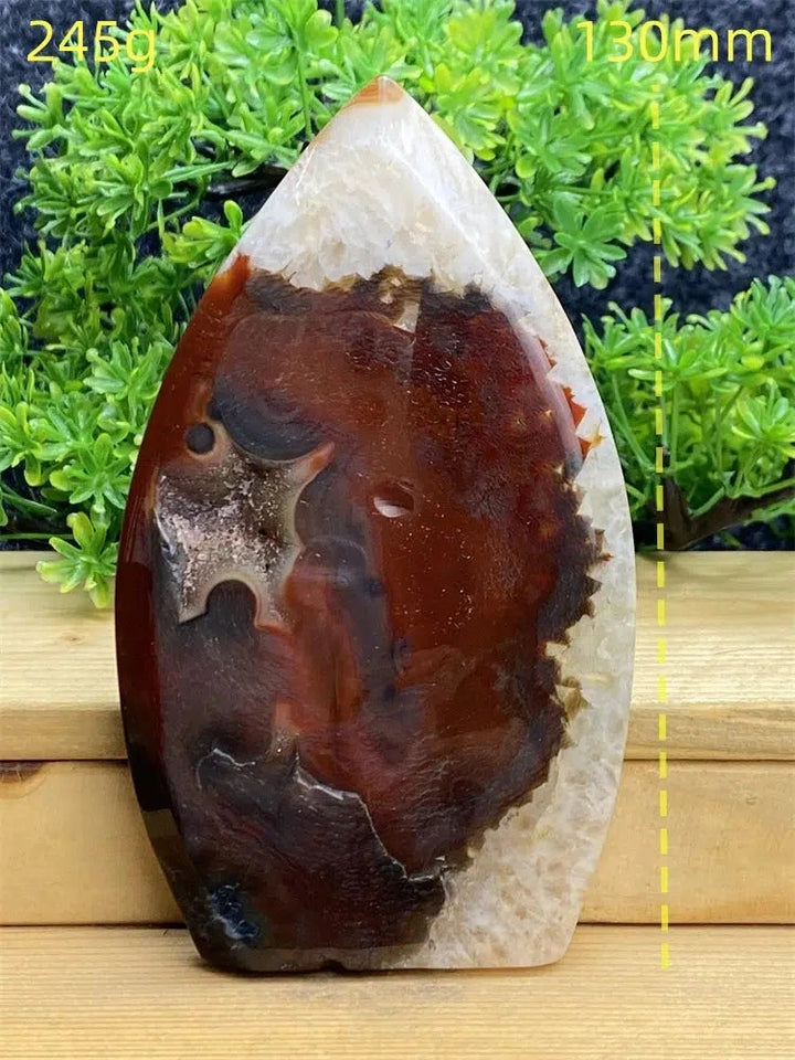 Red Agate Druzy Flame Freeform