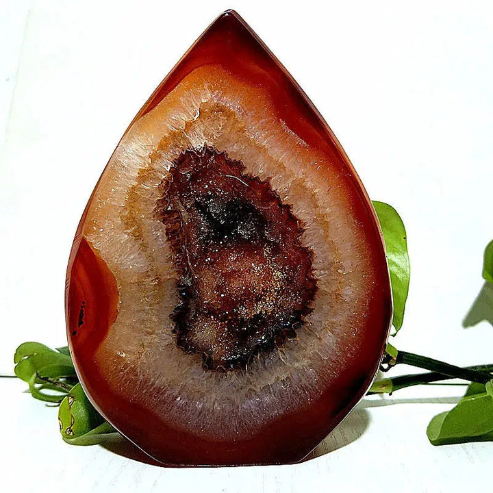 Red Agate Druzy Geode Freeform Torch