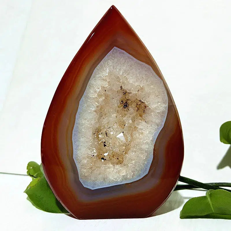 Red Agate Druzy Geode Freeform Torch