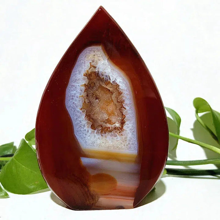 Red Agate Druzy Geode Freeform Torch