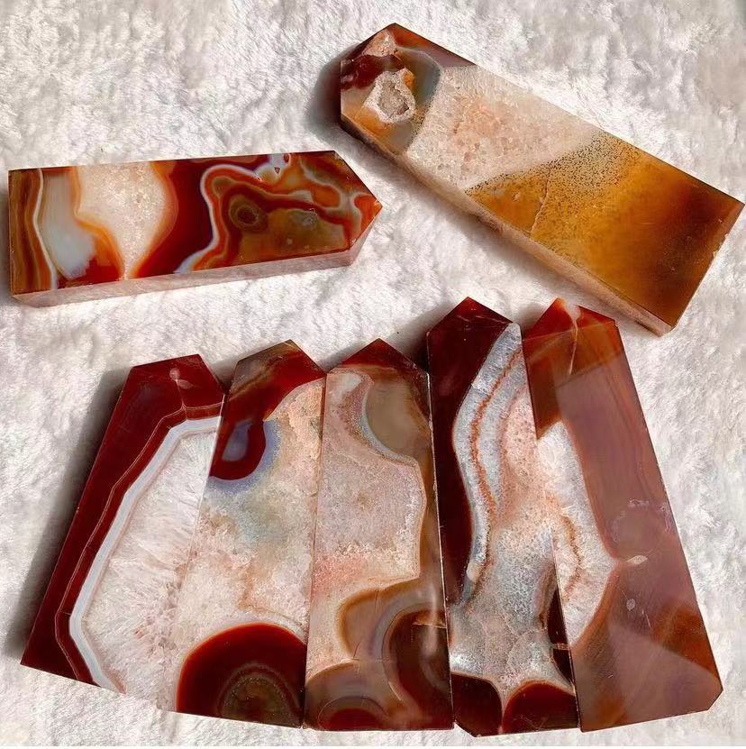 Red Agate Four-sided Pillar Carnelian Tower