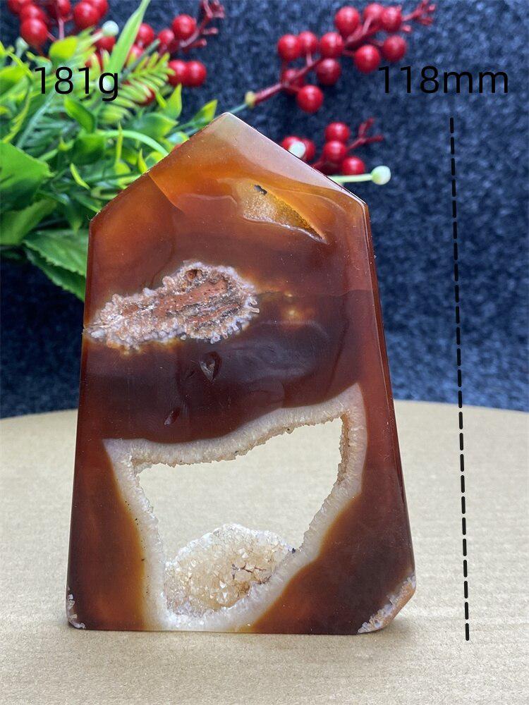 Red Agate Geode Crystal Tower