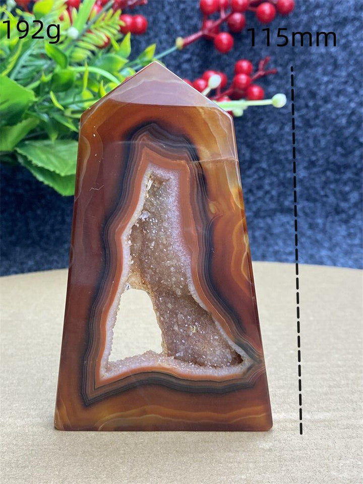 Red Agate Geode Crystal Tower