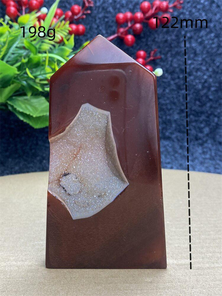 Red Agate Geode Crystal Tower