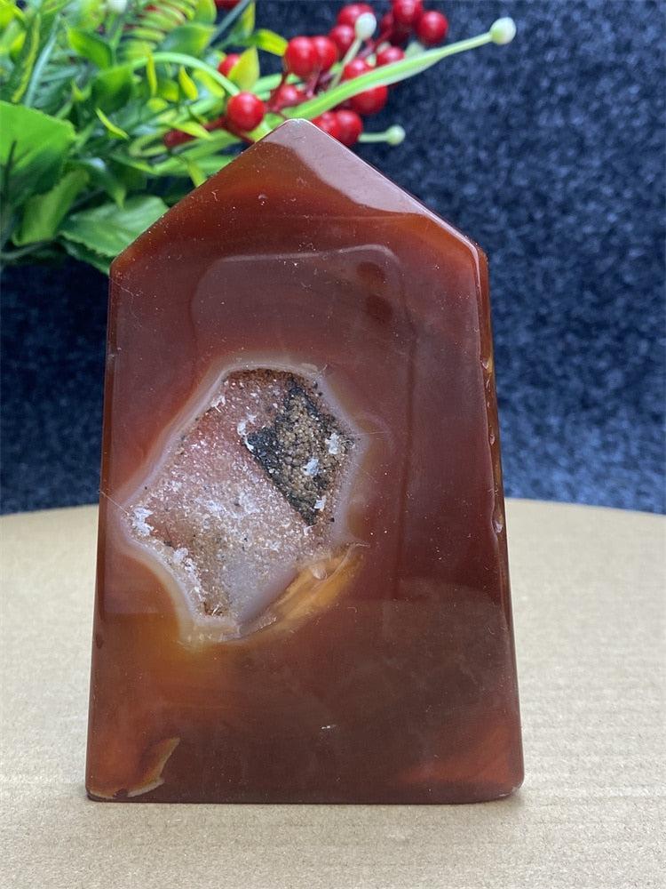 Red Agate Geode Crystal Tower