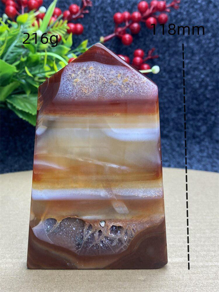 Red Agate Geode Crystal Tower