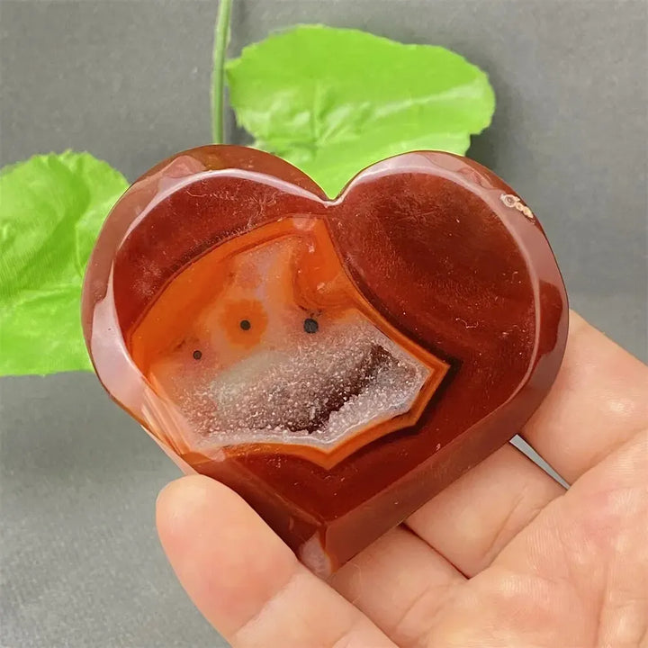 Red Agate Geode Druzy Heart-Hearts-Ali-30 111g-Red Agate-Crystal Destiny