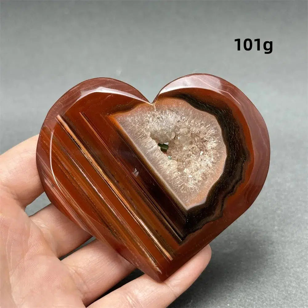 Red Agate Geode Heart