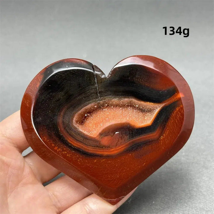 Red Agate Geode Heart