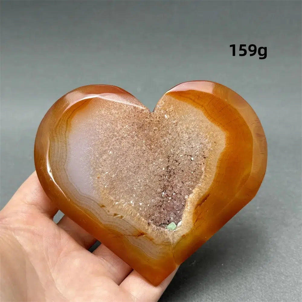 Red Agate Geode Heart