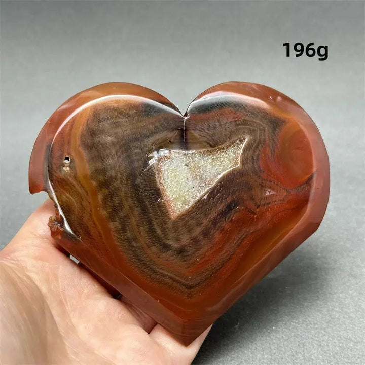 Red Agate Geode Heart