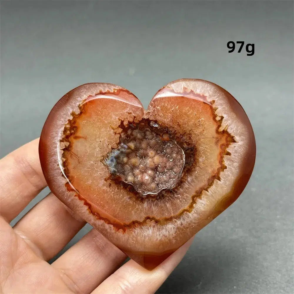 Red Agate Geode Heart