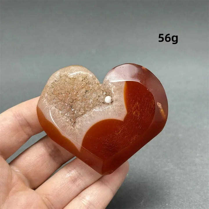 Red Agate Geode Heart