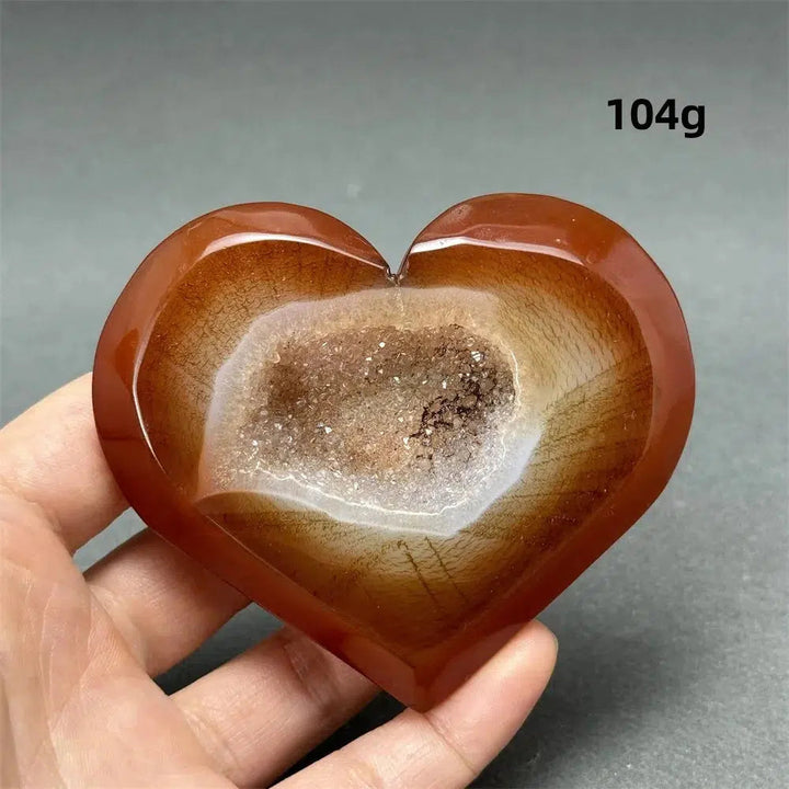 Red Agate Geode Heart