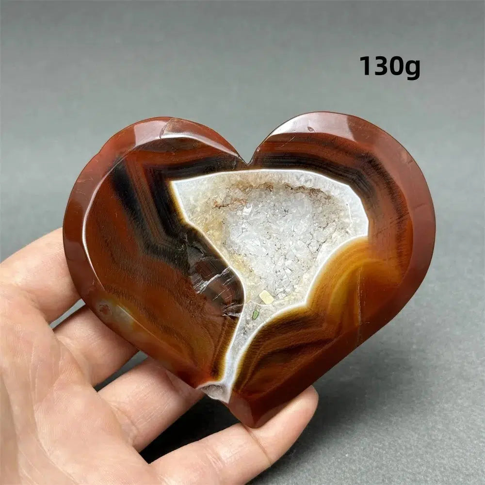 Red Agate Geode Heart