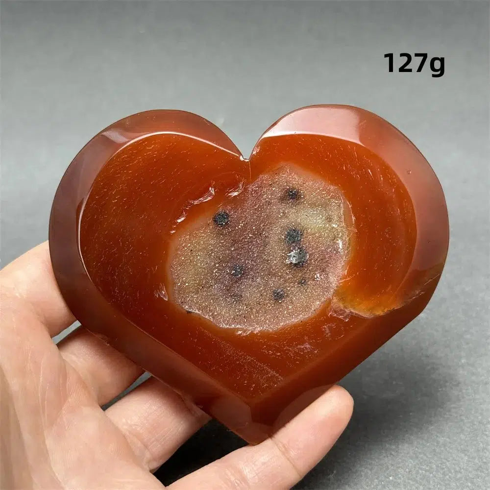 Red Agate Geode Heart