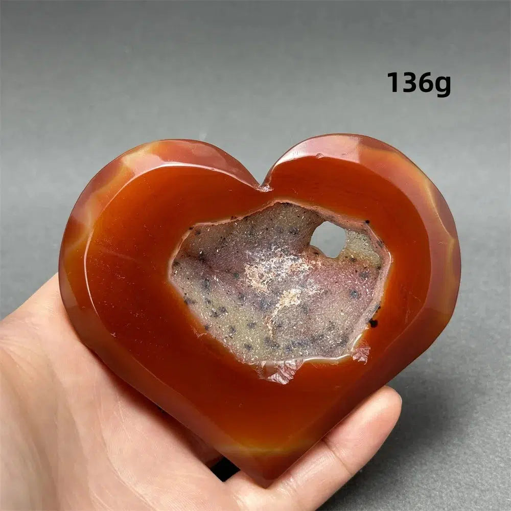 Red Agate Geode Heart