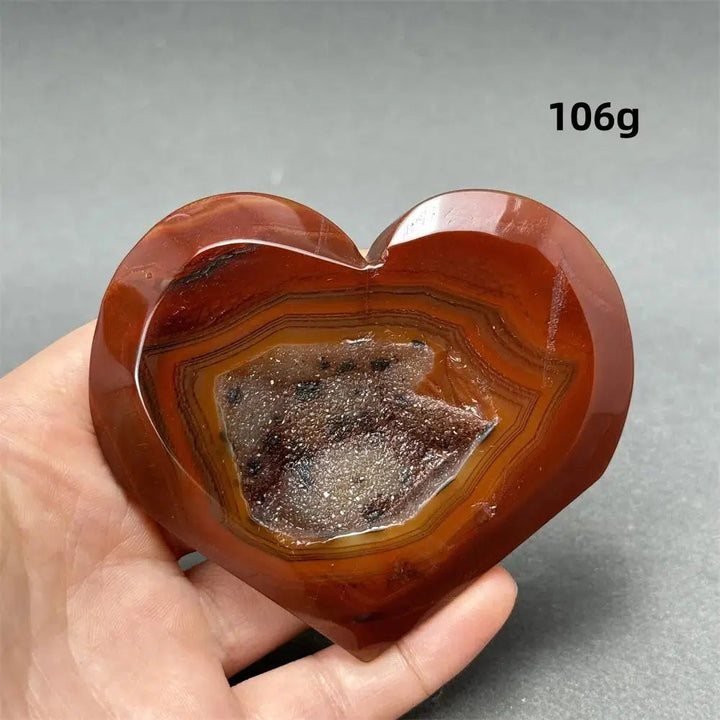 Red Agate Geode Heart