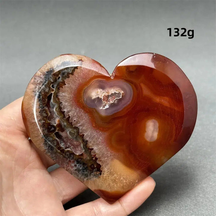 Red Agate Geode Heart