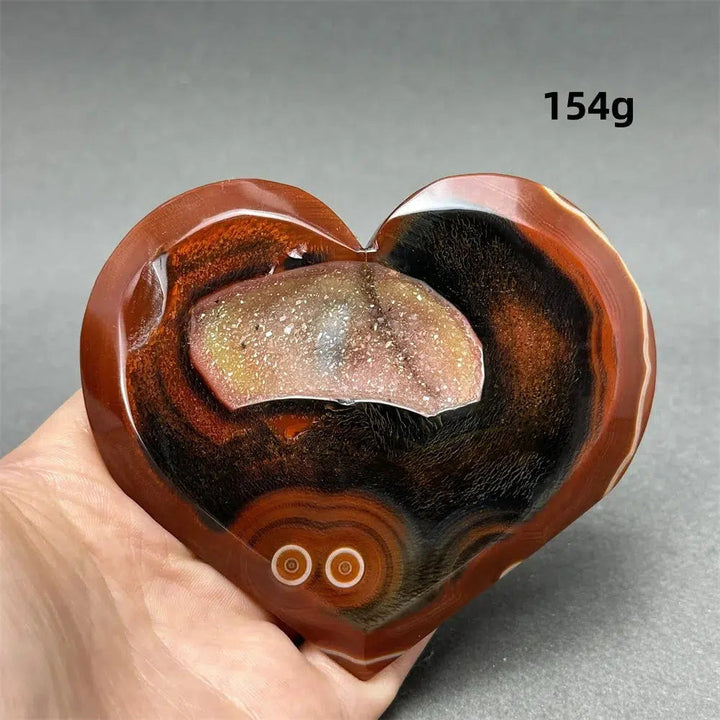 Red Agate Geode Heart