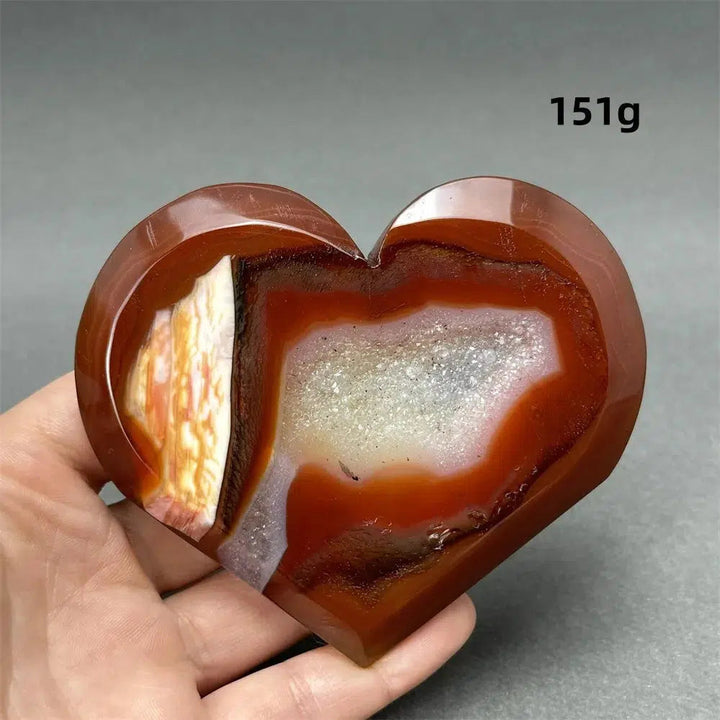 Red Agate Geode Heart