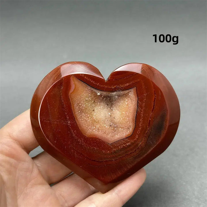 Red Agate Geode Heart