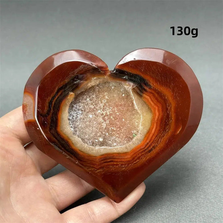 Red Agate Geode Heart