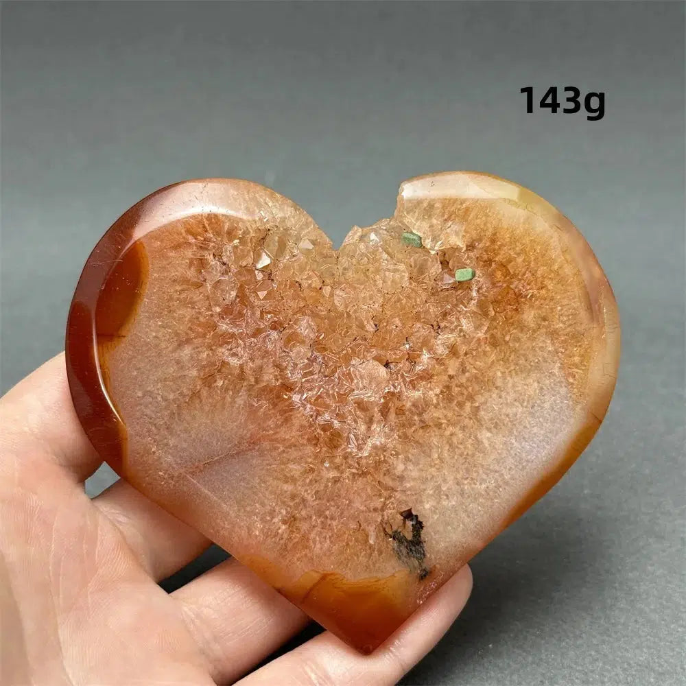 Red Agate Geode Heart