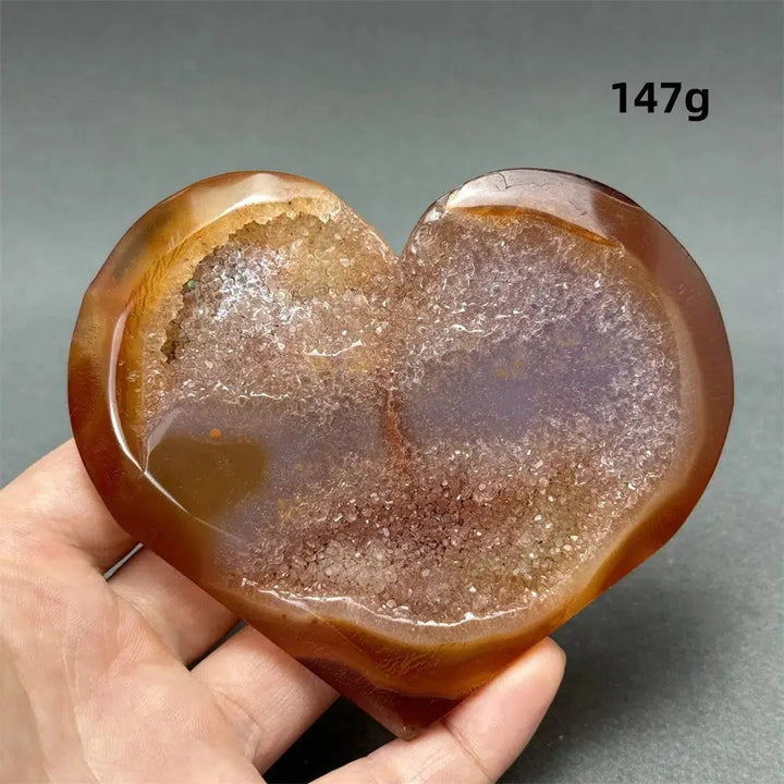 Red Agate Geode Heart