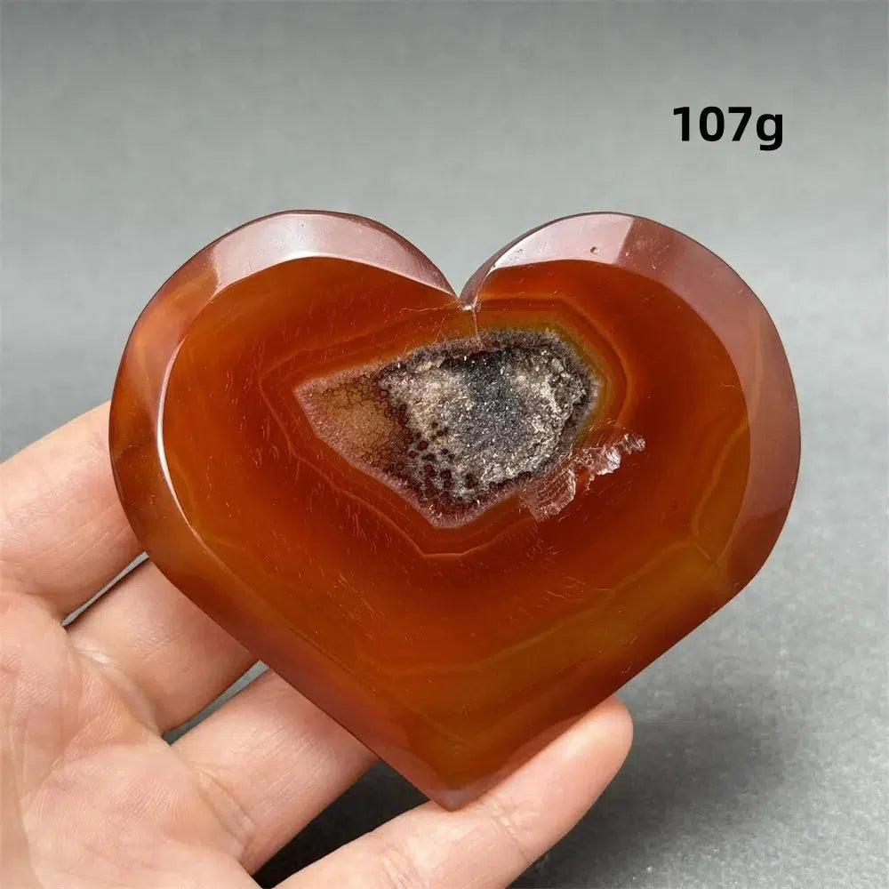 Red Agate Geode Heart