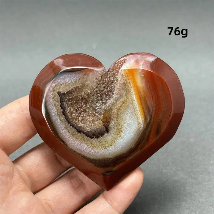 Red Agate Geode Heart