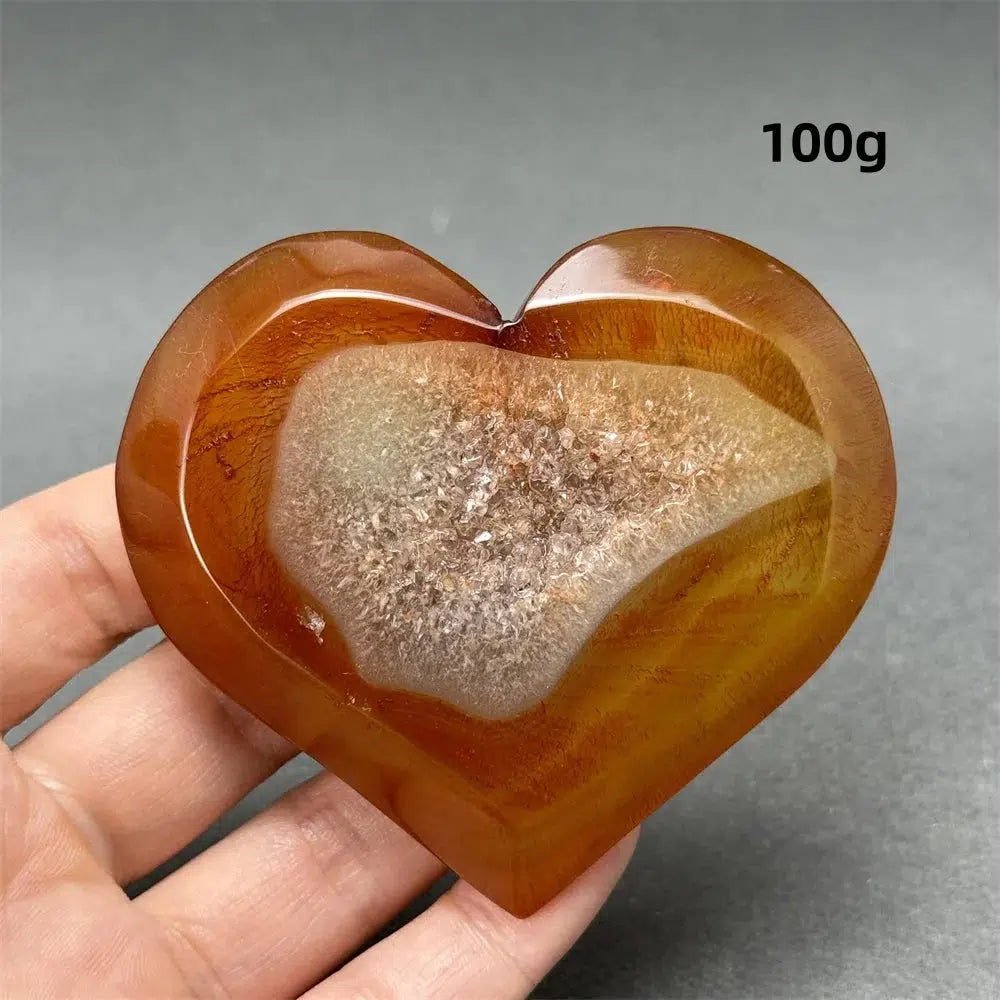 Red Agate Geode Heart