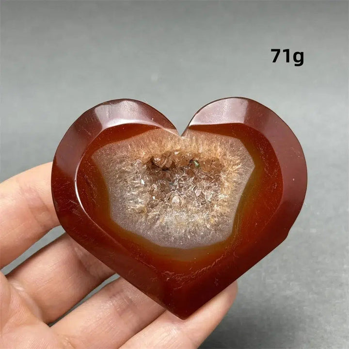 Red Agate Geode Heart