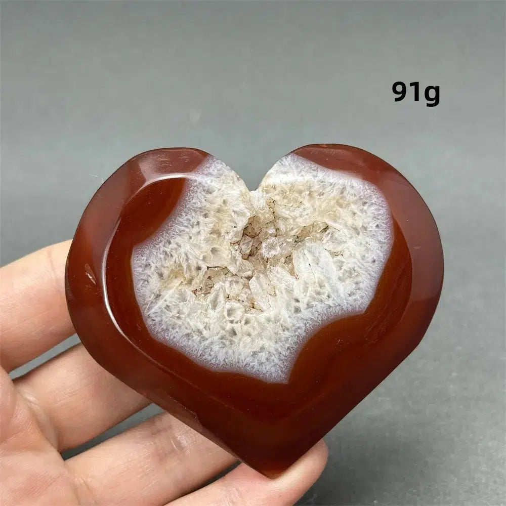 Red Agate Geode Heart