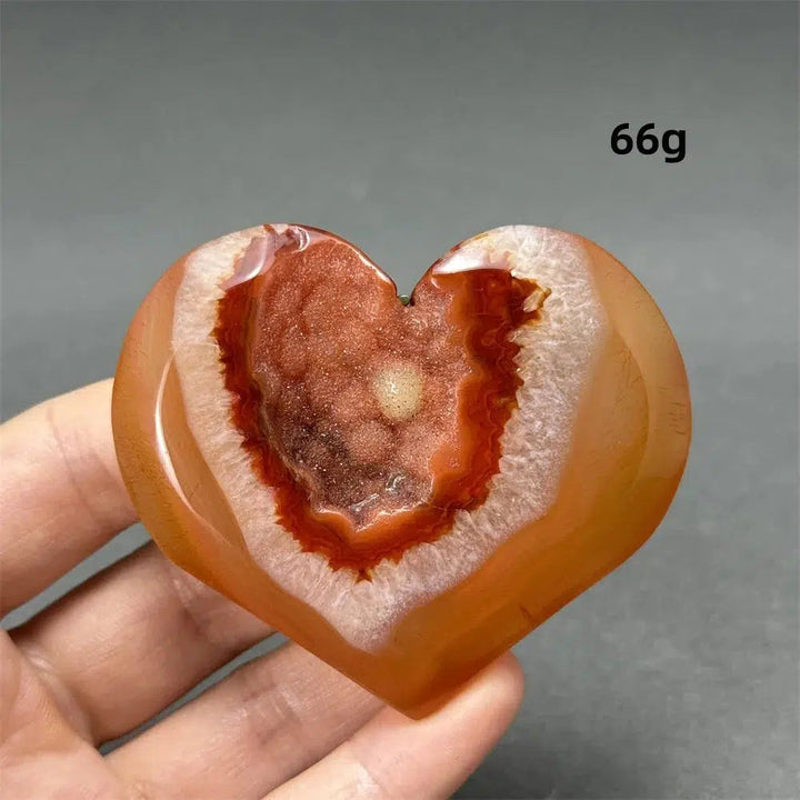 Red Agate Geode Heart