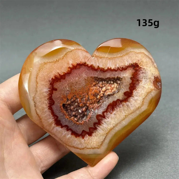 Red Agate Geode Heart