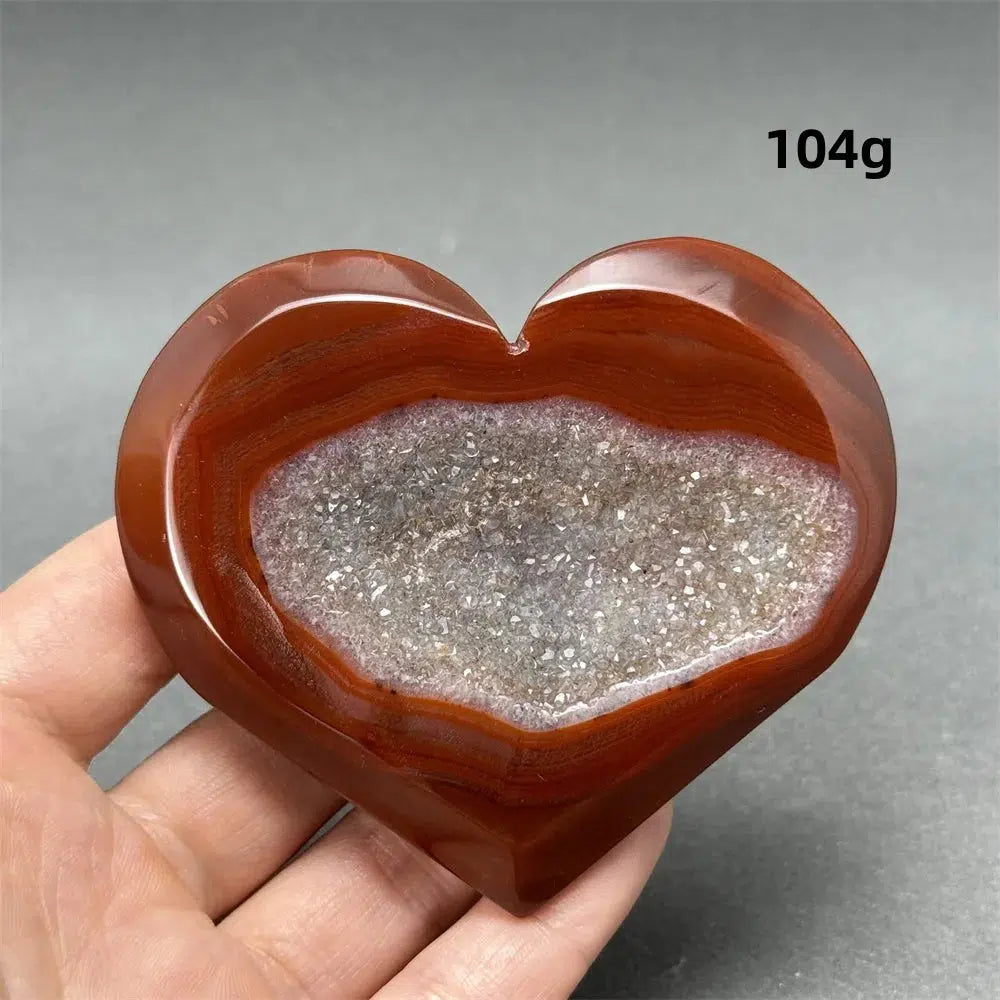 Red Agate Geode Heart