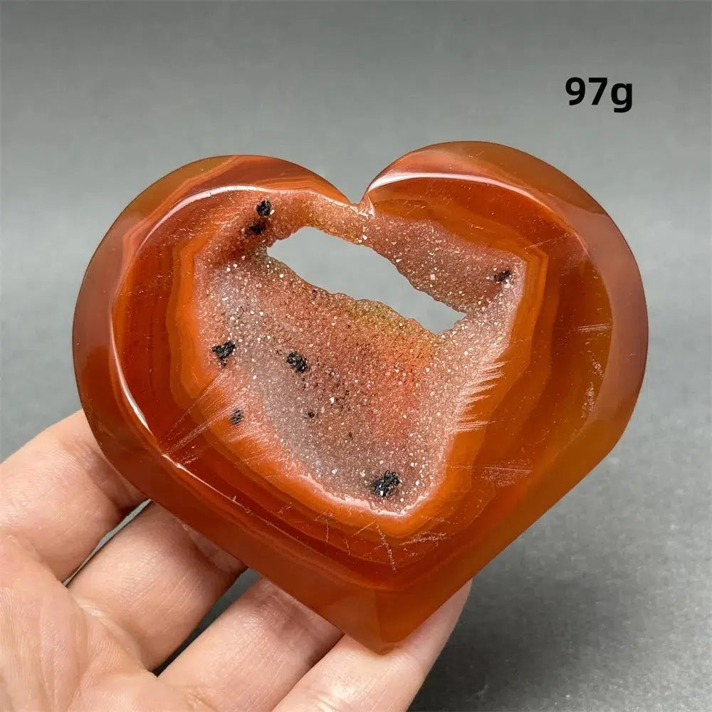 Red Agate Geode Heart