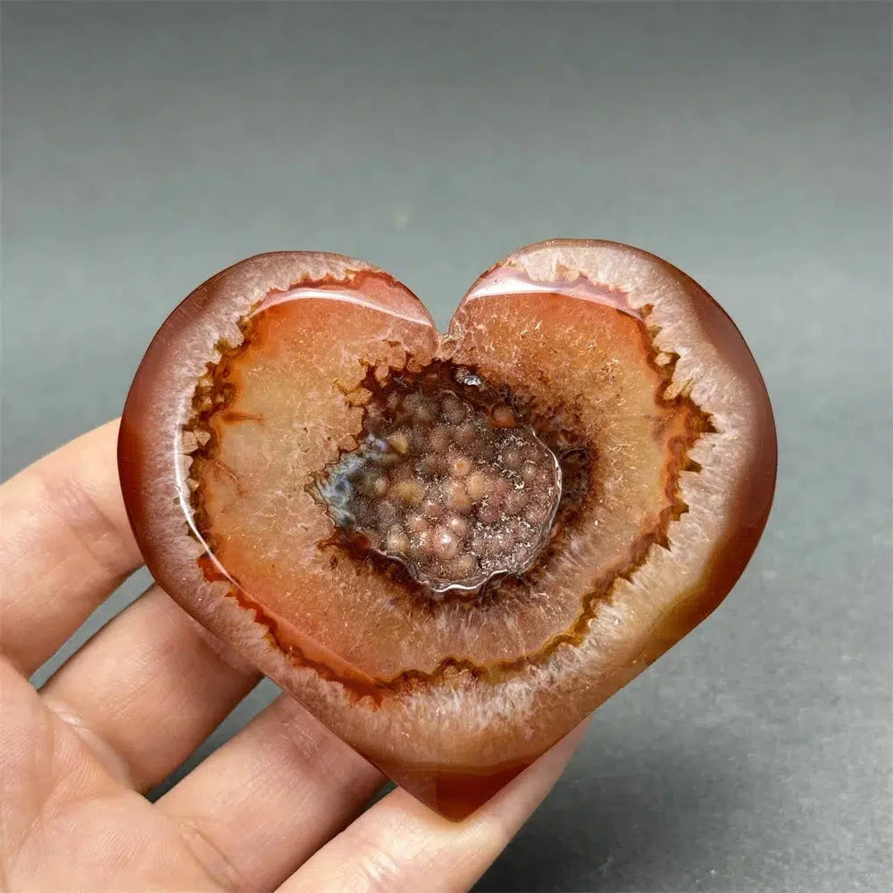 Red Agate Geode Heart