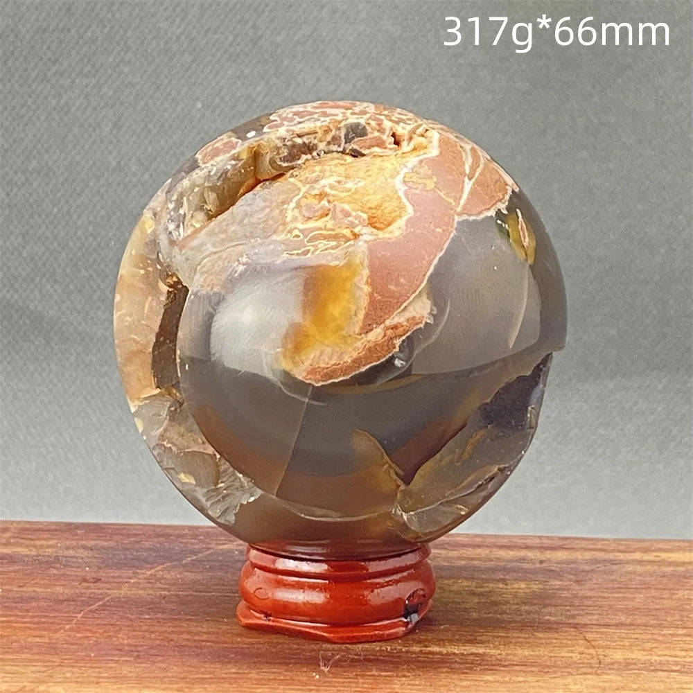 Red Agate Geode Sphere + Base