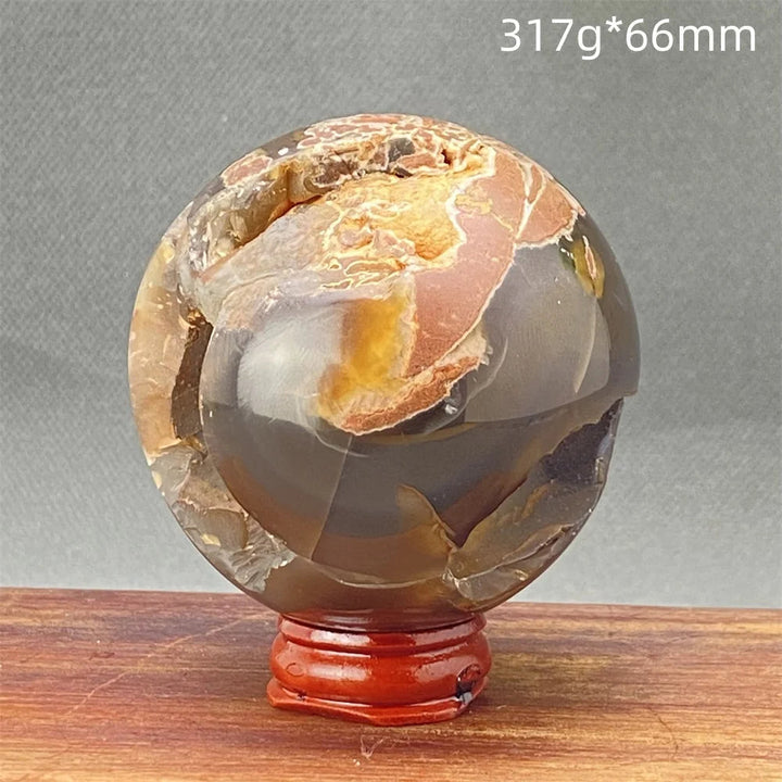 Red Agate Geode Sphere + Base