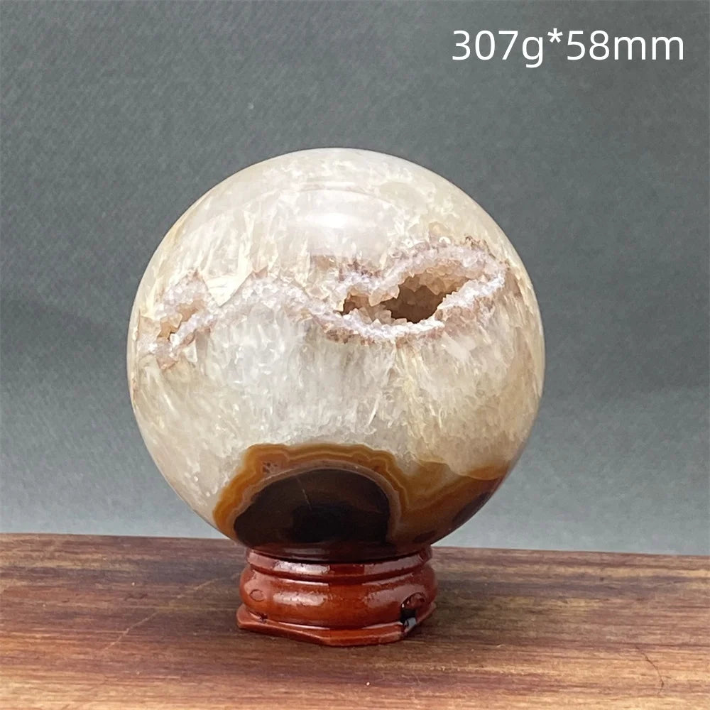 Red Agate Geode Sphere + Base