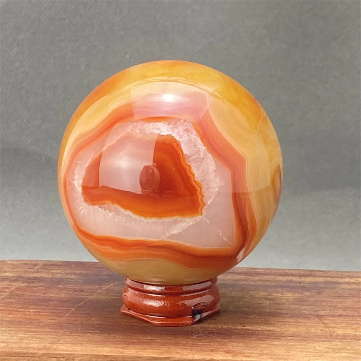 Red Agate Geode Sphere + Base