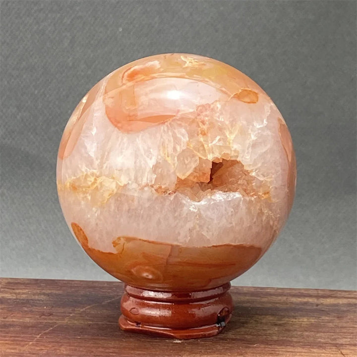 Red Agate Geode Sphere + Base