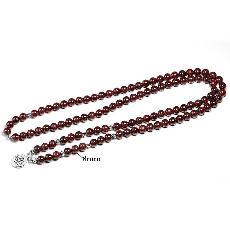 Red Garnet 108 Beads Mala Necklace