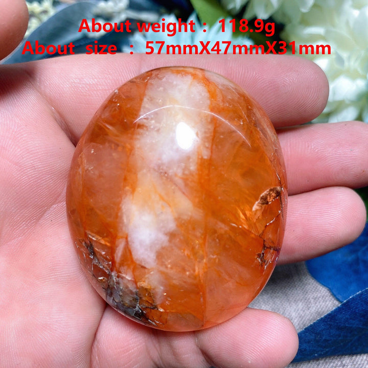 Red Hematoid 'Fire' Quartz Palm Stone