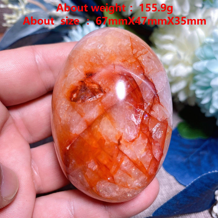 Red Hematoid 'Fire' Quartz Palm Stone