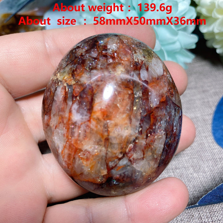 Red Hematoid 'Fire' Quartz Palm Stone