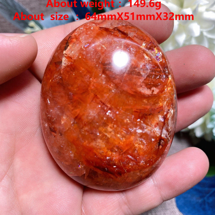 Red Hematoid 'Fire' Quartz Palm Stone